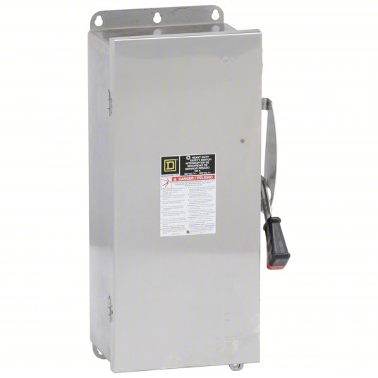 Schneider H363NDS Square D Safety Switch - 100a Heavy Duty Fusible, 3-Pole 600VAC/DC, NEMA 4X, Quick Make/Break, Indoor/Outdoor Stainless Steel