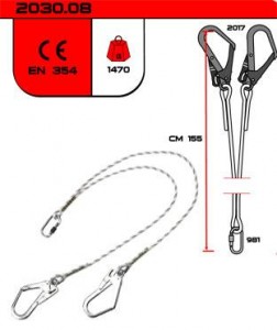Camp Lanyard 2030.08 - 10.5MM Polyamide Static Rope for Anchoring & Positioning, 22 kN Strength, No Shock Absorber